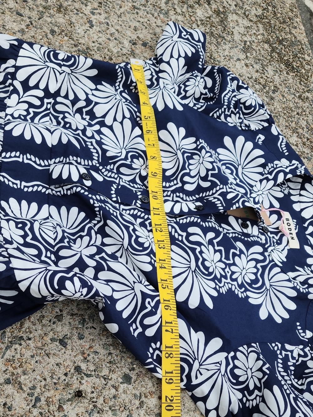 Boden Blue Ivy Cotton Floral Midi Dress in Blue & White Size 12 NWT - Picture 9 of 11